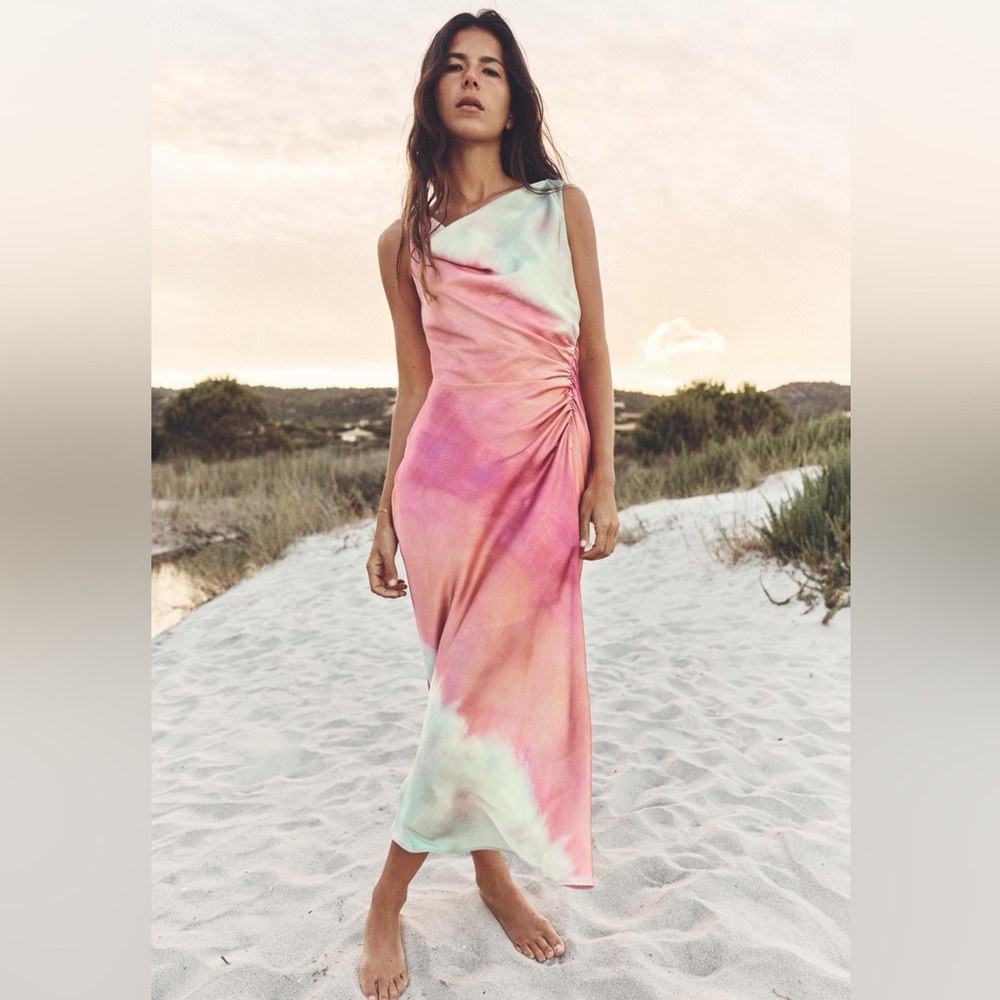 Zara Tie-Dye Print Midi Dress